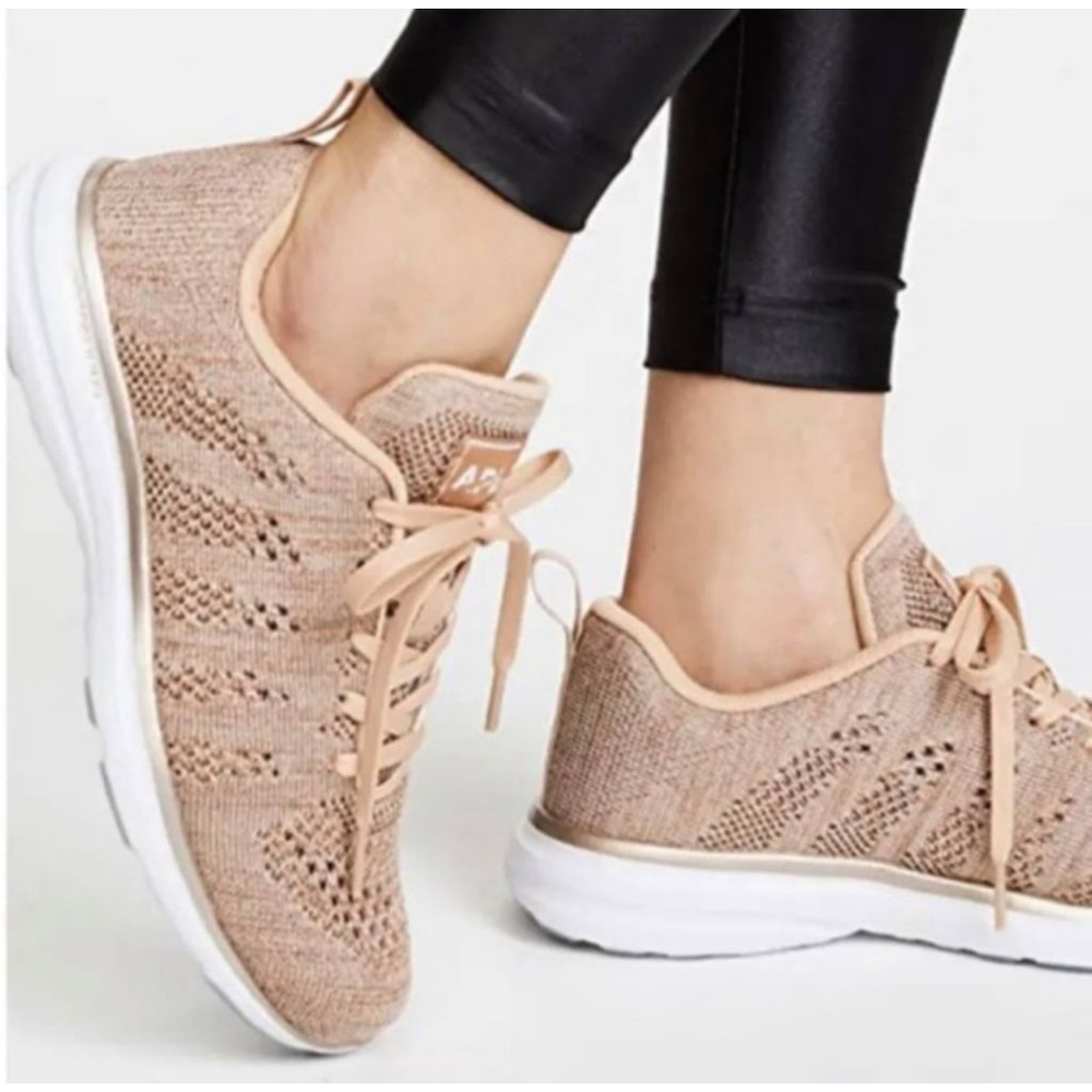 APL NWOB Techloom Pro Running Shoes Knit Sneakers Metallic Champagne NEW Size 11